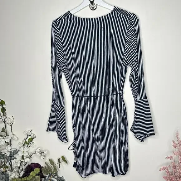 FAITHFULL THE BRAND Neroli Navy Blue Striped Long Sleeve Dress Tassel {TT35} - Picture 5 of 7